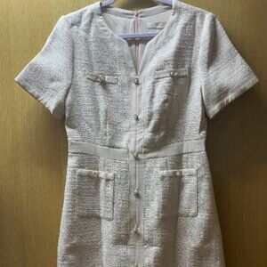 NWT* GOELIA Gathered Waist Single-Breasted Sequins Tweed Mini Dress | L